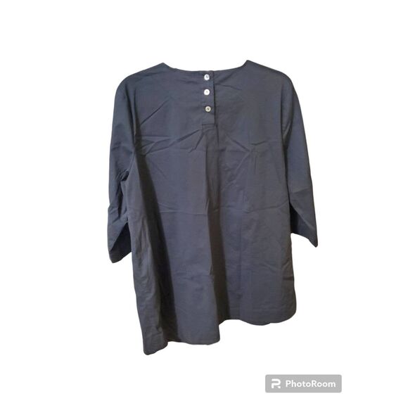 J Jill Black Black 3/4 Sleeve Asymmetrical Hem Tunic Top Blouse Petite Large - Picture 3 of 3